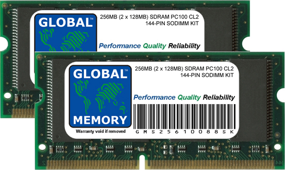 256MB (2 x 128MB) 128MB SDRAM PC100 100MHz 144-PIN SODIMM MEMORY RAM KIT FOR IBM LAPTOPS/NOTEBOOKS 256MB (2 x 128MB) 128MB SDRAM PC100 100MHz 144-PIN SODIMM MEMORY RAM KIT FOR IBM LAPTOPS/NOTEBOOKS